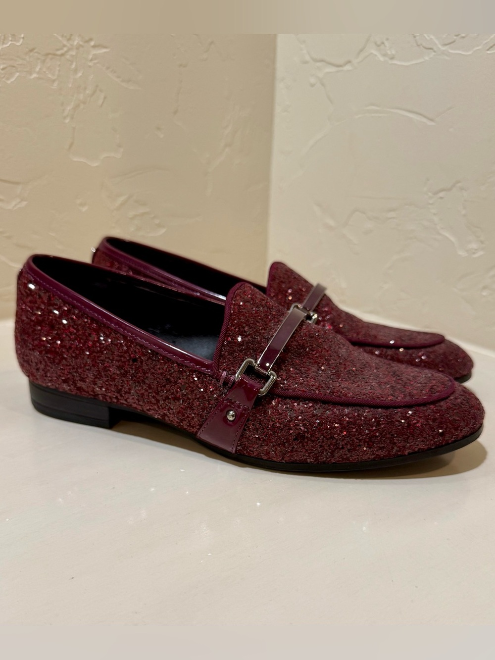 Sam Edelman Circus Burgundy Glitter Loafers